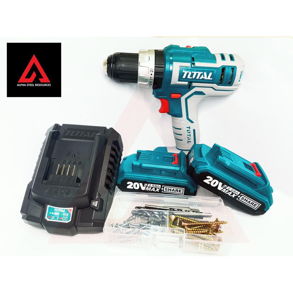 Total 20v cordless online drill