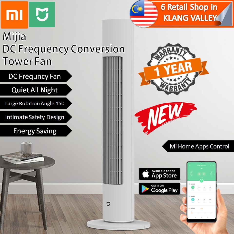Ready Stock] Xiaomi Mijia DC Frequency Conversion Tower Fan Summer Cooling  Bladeless for Home Office Desk Tower Fan | Shopee Malaysia