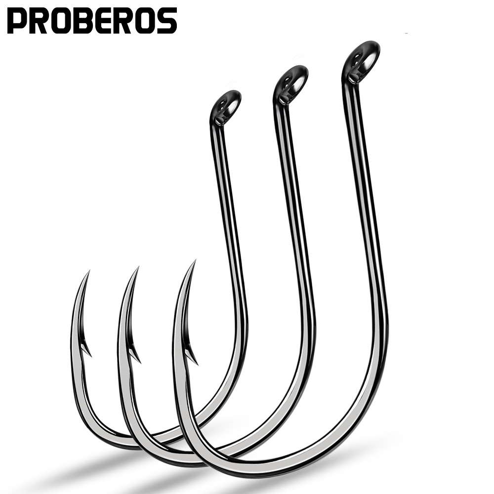 PROBEROS 100PCS J Hooks 1/0-2/0-3/0-4/0-5/0# Barbed Octopus