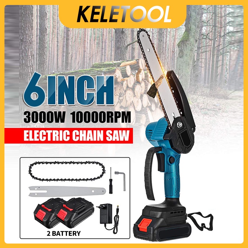 3000W 6 Inch/8 Inch Electric Saw Chainsaw Oil Can Automatic Refueling 1/2  Battery Woodworking Power Tool for Makita 18V Battery - AliExpress