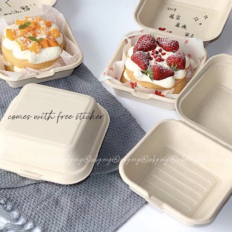 10PCS Disposable Bento Lunch Box Baking Cake Food Containers Dessert Bento  Box Disposable Food Containers Disposable Wholesale