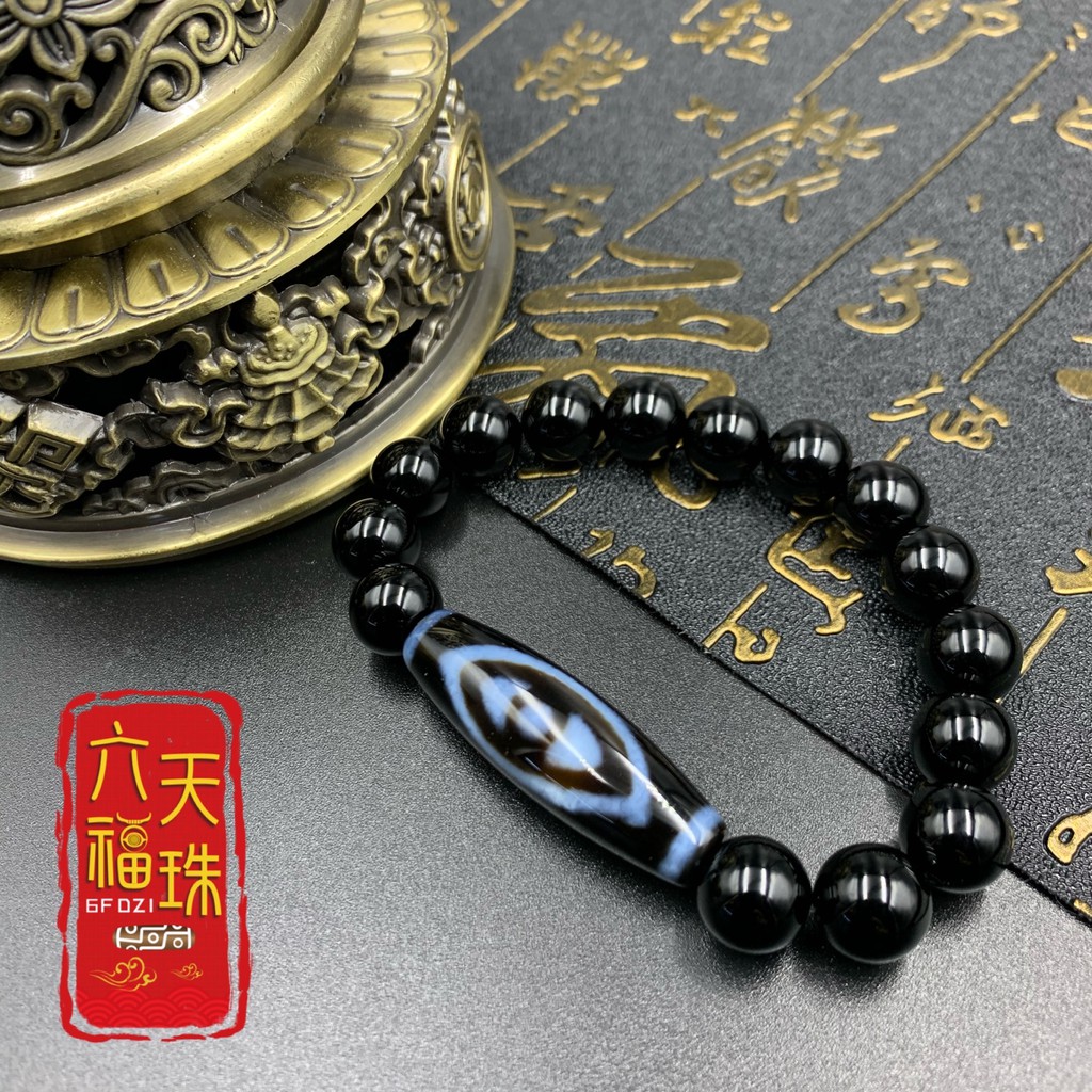 六福天珠6F Dzi 】凤眼新天珠（单颗新天珠/黑玛瑙手串） | Shopee Malaysia