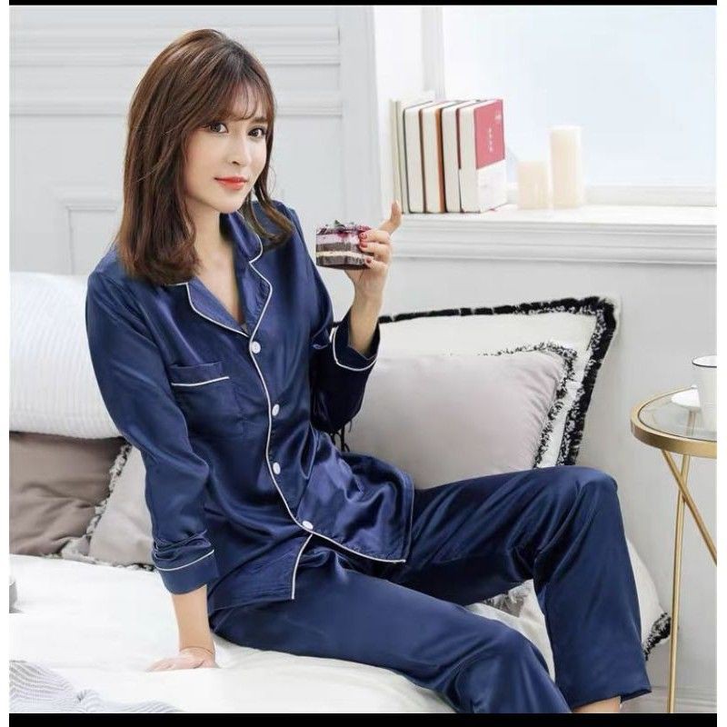 Women silk satin pajamas, ladies silk satin pyjamas set