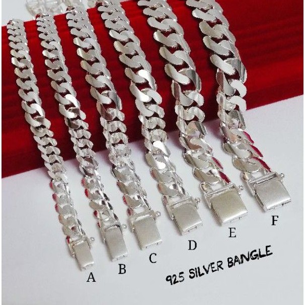 Silver 925 Bangle Men/ Women L18-20cm Bangle Dewasa