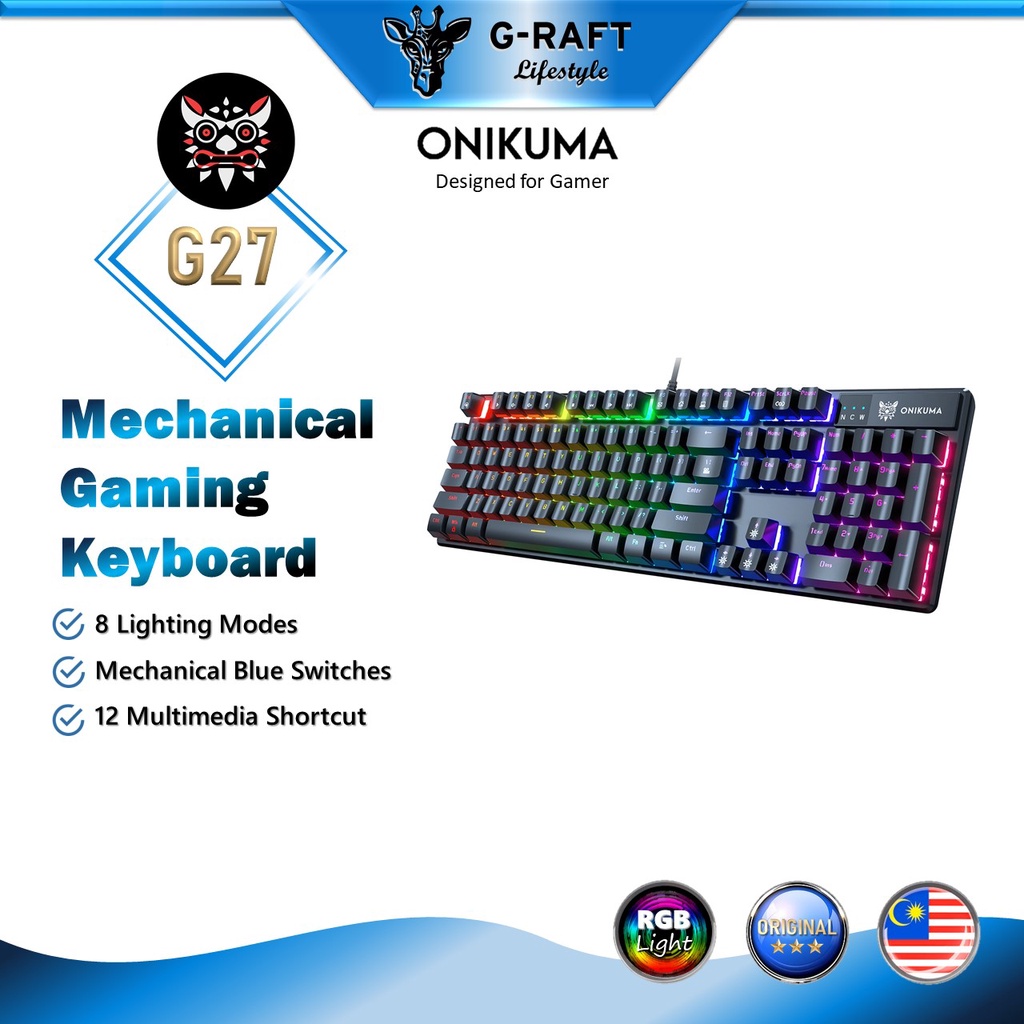 ONIKUMA G27 Wired 104-Keys Backlit Mechanical Gaming Keyboard – Onikuma  Gaming