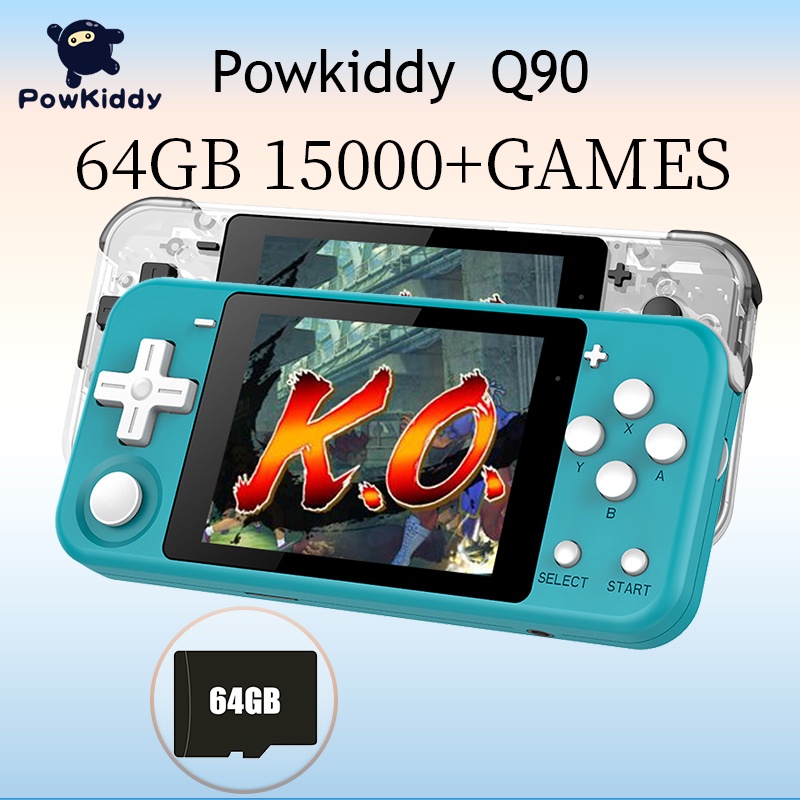 Powkiddy Q90 Retro Game Console 3-inch IPS screen Nostalgic retro mini  handheld game console 64G 10000 Games kids gift