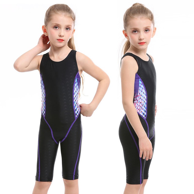 Kids Sporty One Piece Swimsuit Children Practice Swimwear Girls Bathing Suit