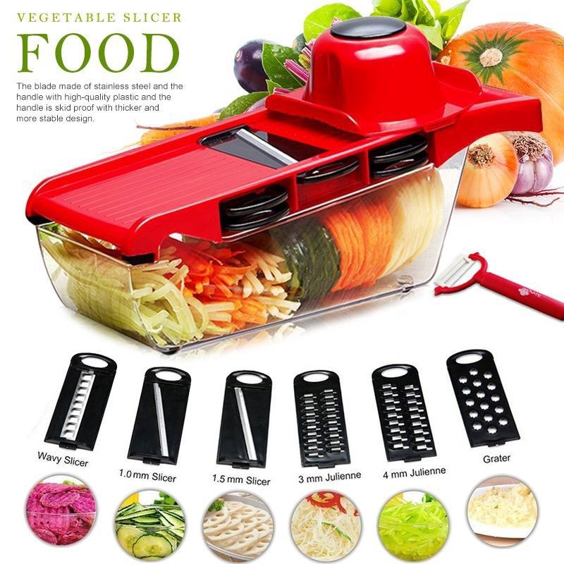 JAPAN] ECHO Vegetable Mandoline Slicer Stainless Steel Julienne Cutter  Shredder Masher with Buckle Design [4155]