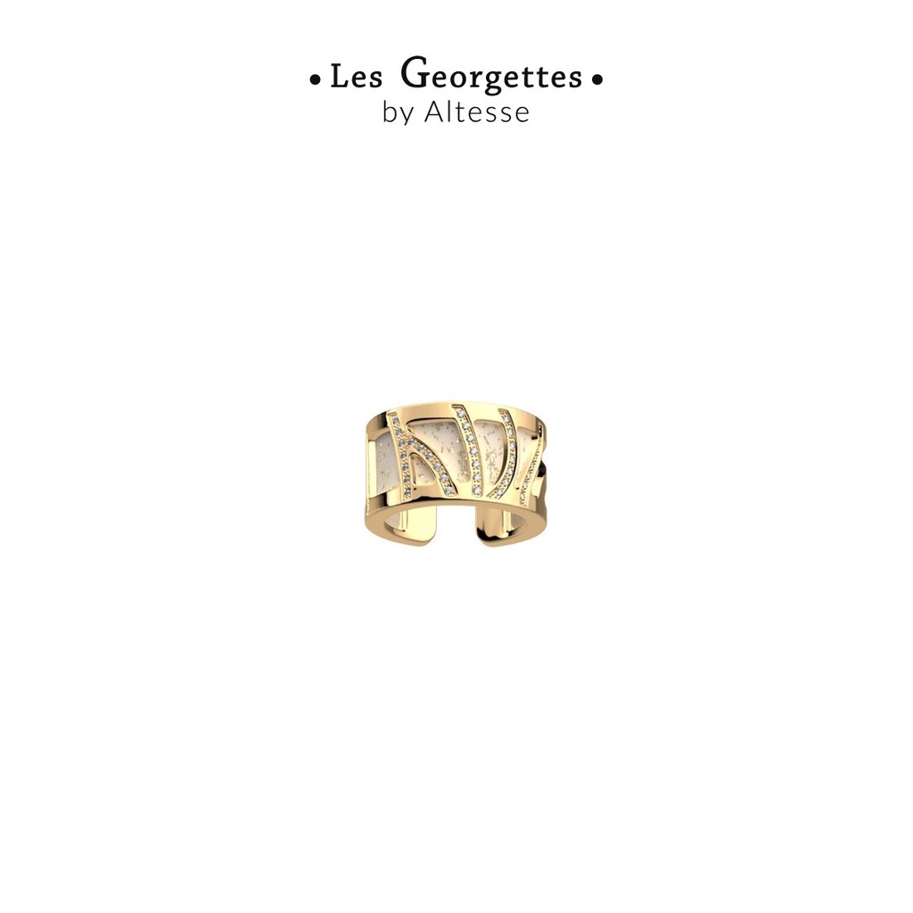 Les Georgettes Perroquet Gold Ring With Cream Gold Glitter