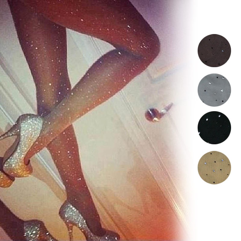 Thin Bling Sexy Crystal Rhinestone Tights Women Stretch Pantyhose