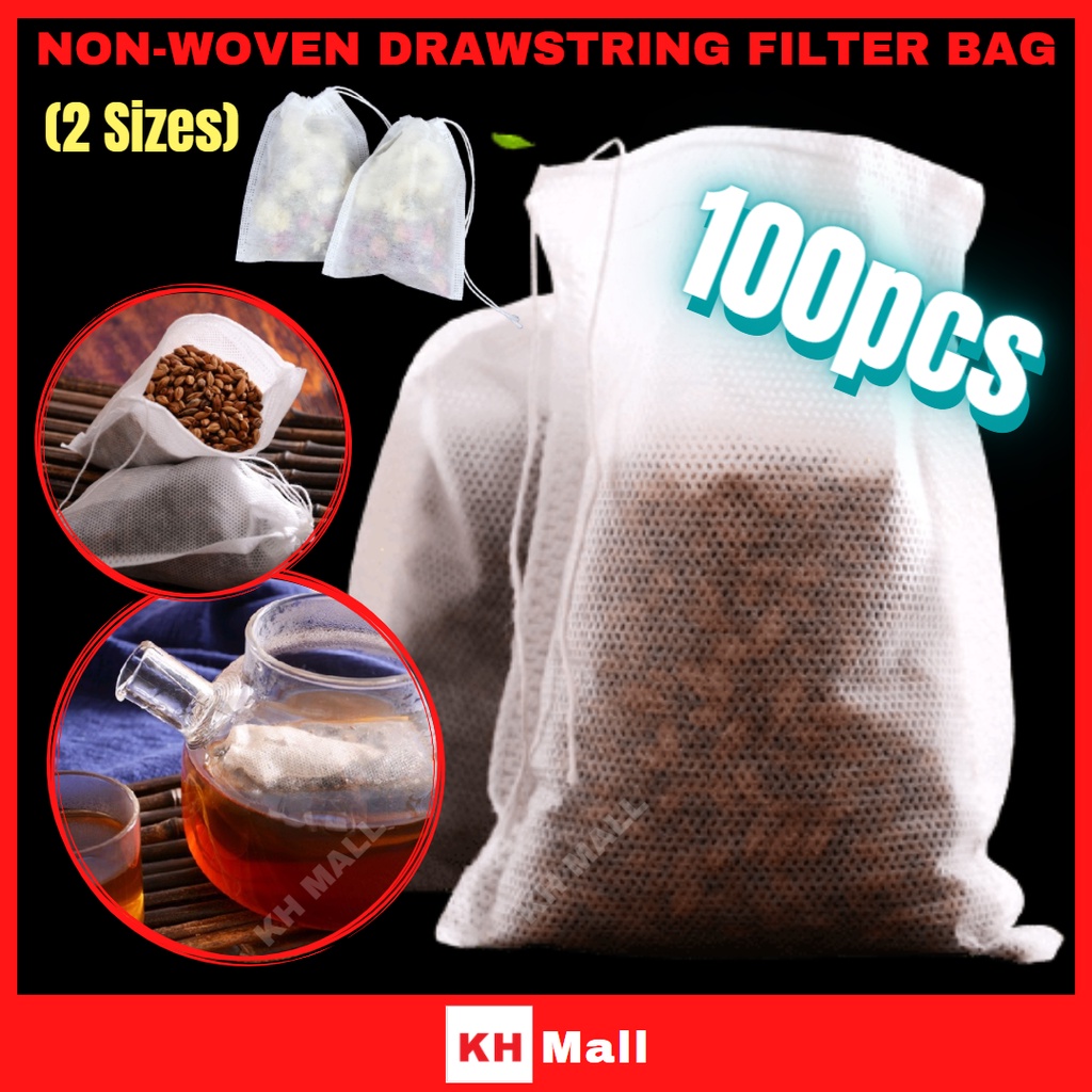 100pcs Drawstring Non-woven Fabric Empty Tea Bags, Brine Bags