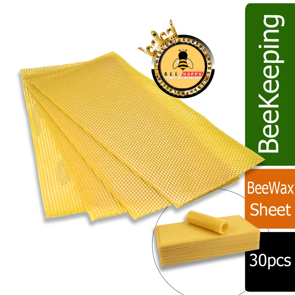 30Pcs Beekeeping Bee Wax Nest Bed Beeswax Sheets Honeycomb Foundation  Sheets