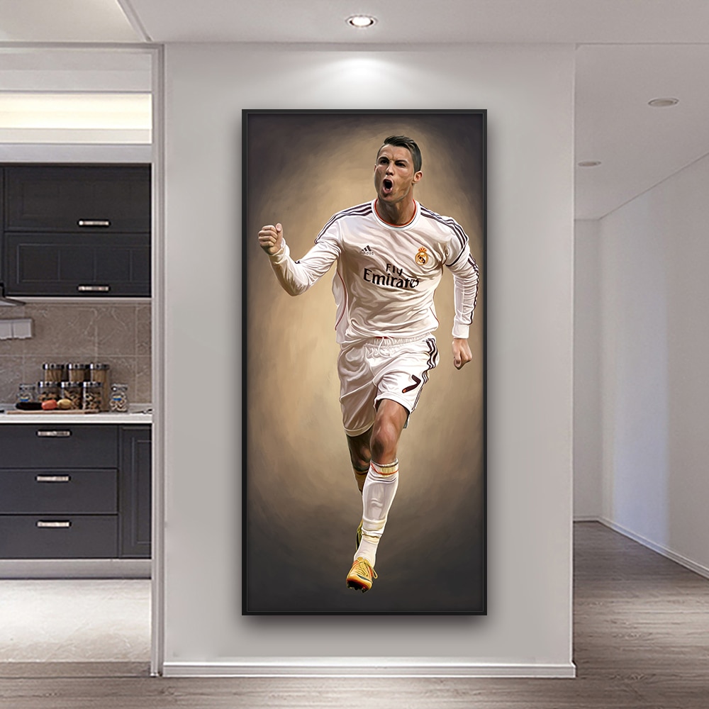  QEWRT Messi, Ronaldo Poster Soccer Picture Canvas Bedroom Wall  Decor Print Picture Office Dorm Room Decor Gifts  Unframe:12x18inch(30x45cm): Posters & Prints