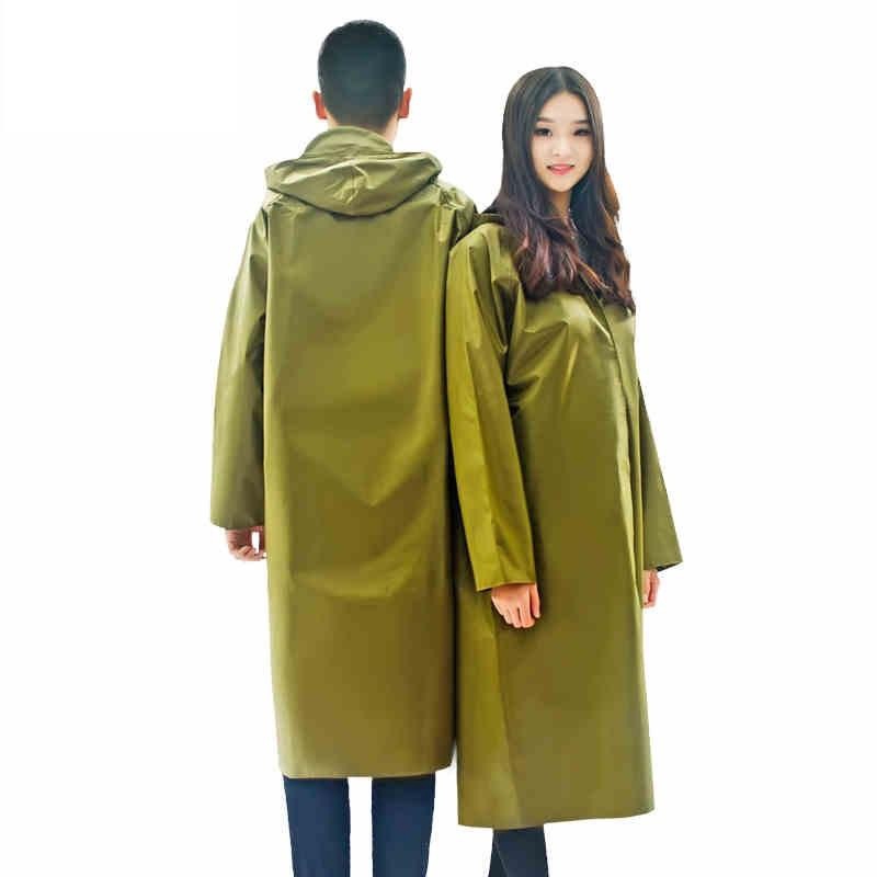 Outdoor Canvas Hooded Rain Coat Unisex Long Raincoat Waterproof