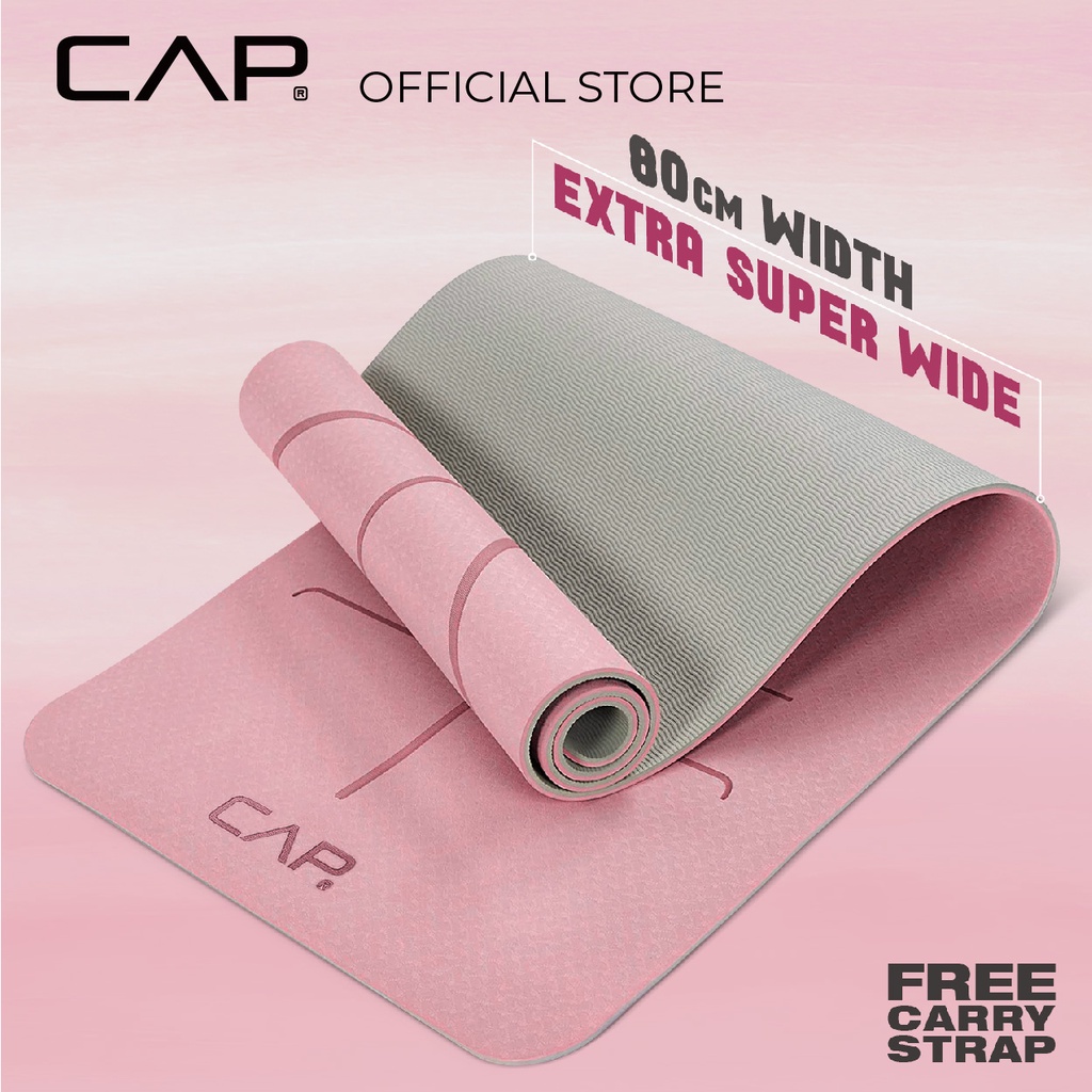 CAP TPE Dual Color Yoga Mat with Alignment Guide 6mm EXTRA SUPER