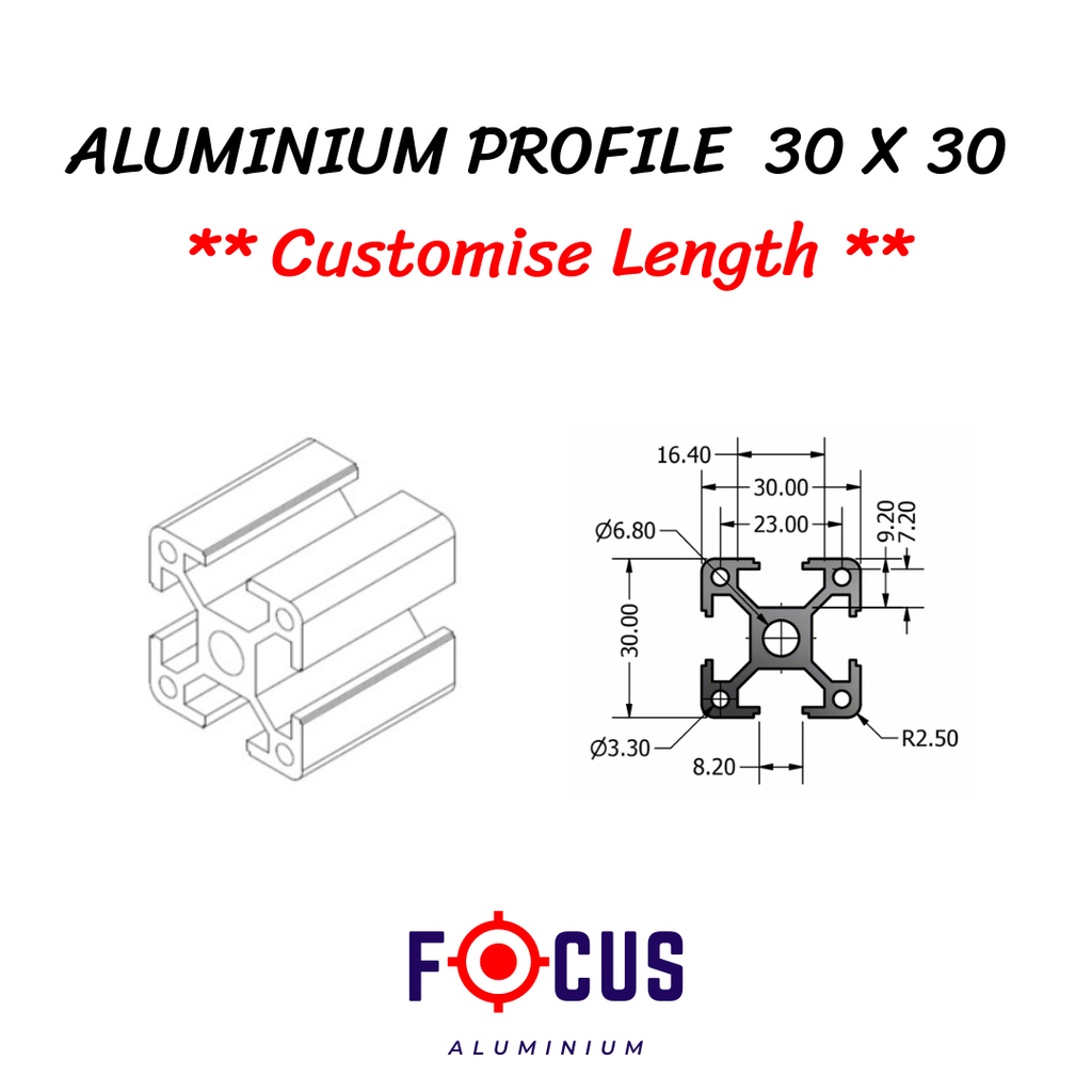 Aluminium profiles 30x30 light ?Type I
