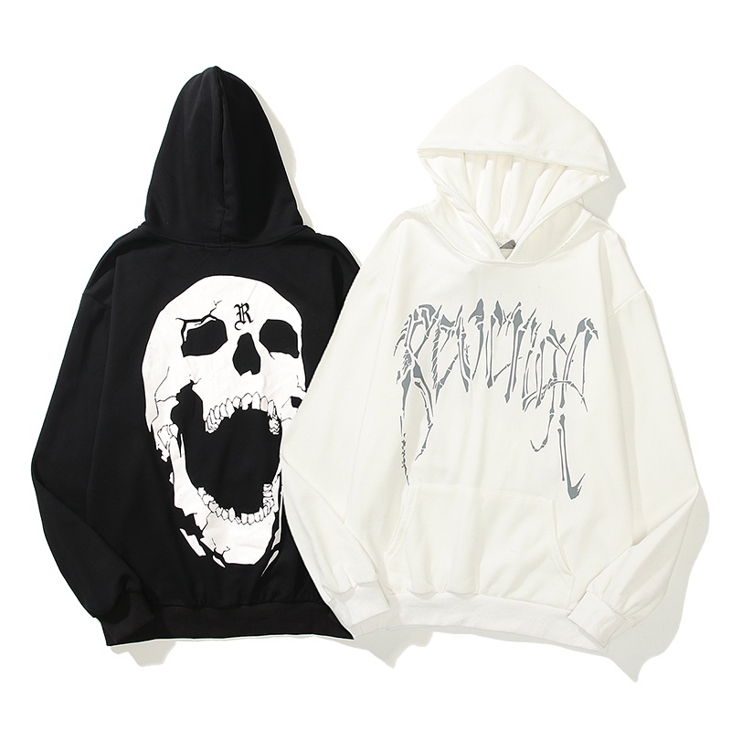 Revenge Black Bones Hoodie High street skull print Hoodies 