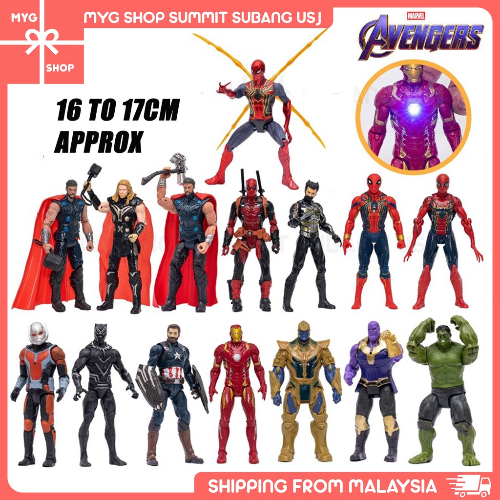 Marvel Avengers 17cm Spiderman Ironman Thor Captain America Action Figure  Toys Cake Topper Collectibles