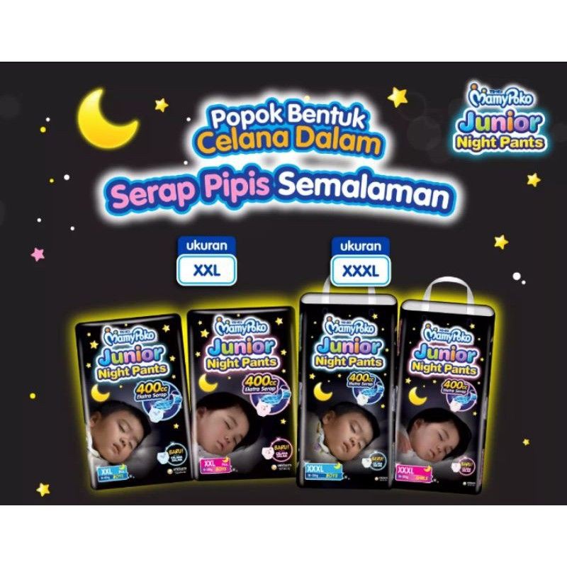 Mamypoko XXL28 XXXL24 Boy/Girl Junior Night Pants XXL 28 XXXL 24 Boys/Girls  | Shopee Malaysia