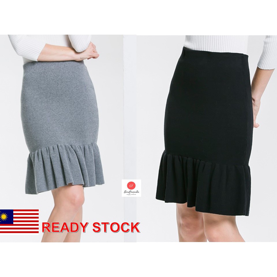 Grey skirt hotsell knee length