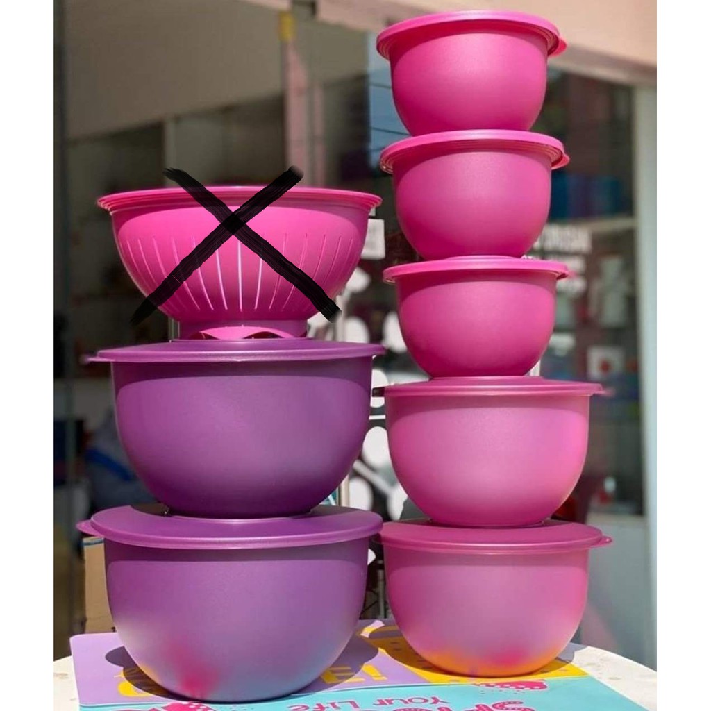 Tupperware Impressions Bowls Set of 3 Mixing Bowls Pink 2.5L, 1.3L, 20oz  New