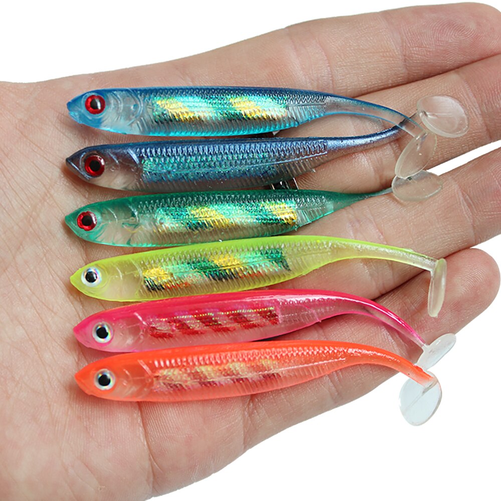 Fishing Soft Bait Lures Rainbow  Tail Spinner Lure Fishing - 5pcs