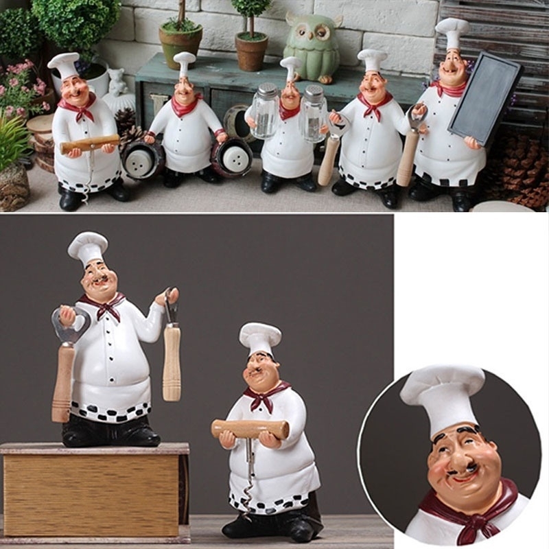 Retro Chef Model Home Decoration Accessories Resin Crafts Mini Chef  Figurines Kitchen Home Decor with Bottle opener Spice Jar