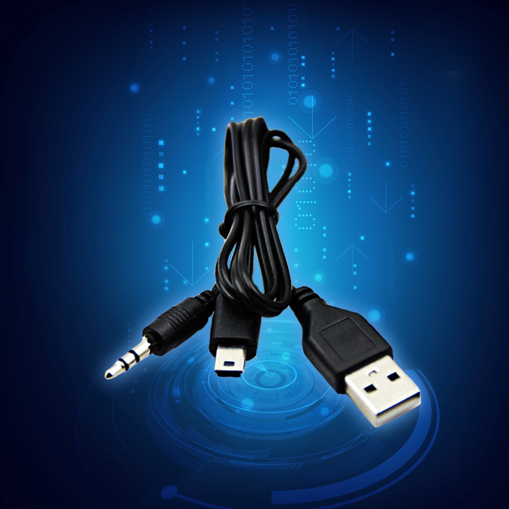 2 in 1USB Cable Jack 3.5mm AUX Cable+USB Male Mini USB 5 Pin Charge for  Bluetooth Player Portable Speaker