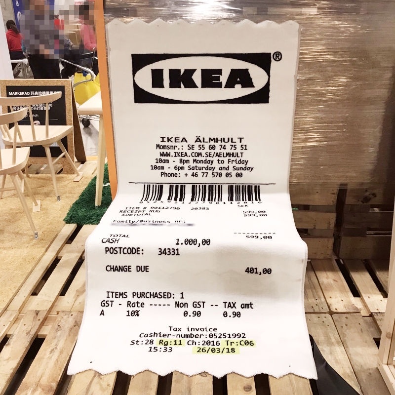 Off white ikea outlet receipt rug