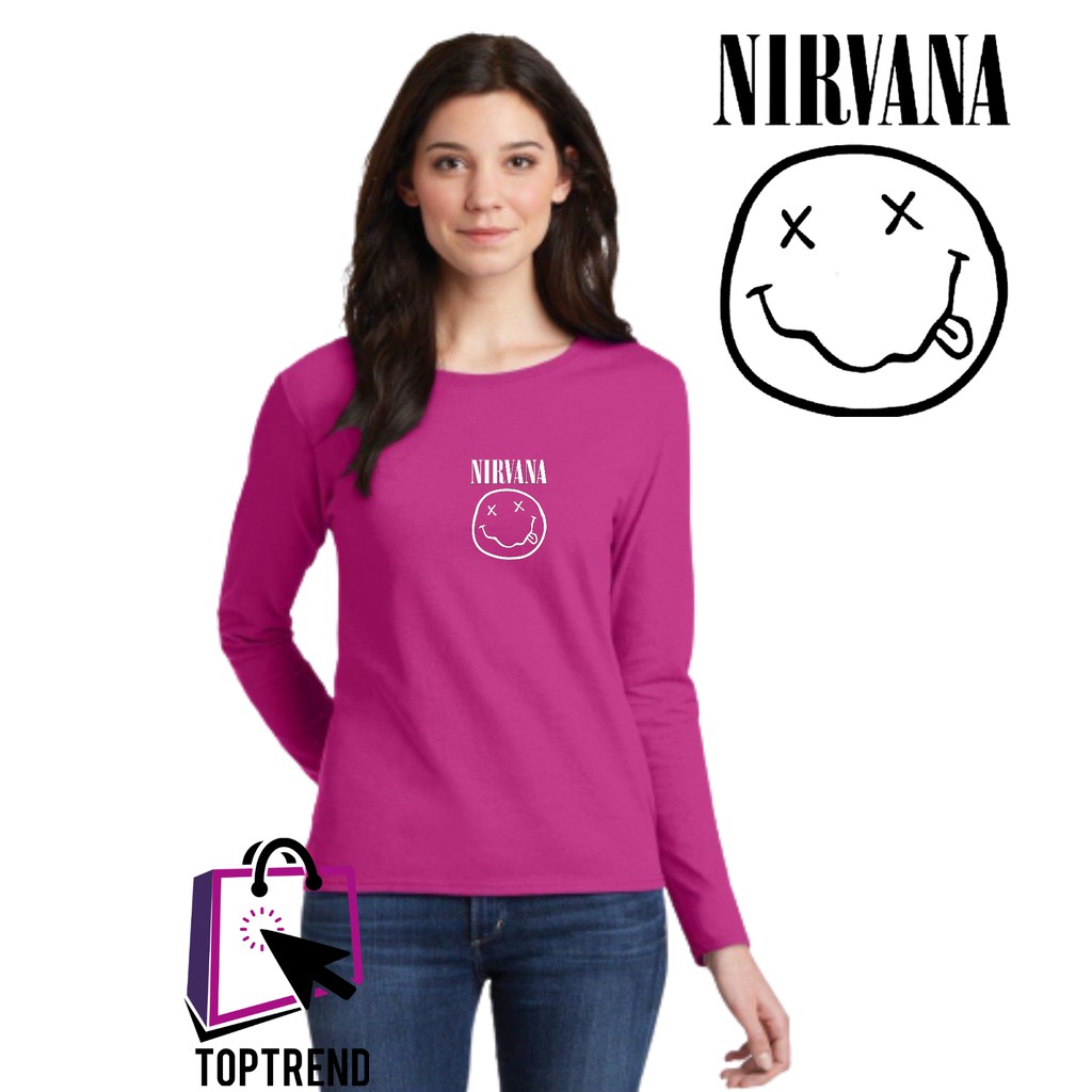 Nirvana t shirt women's long clearance sleeve