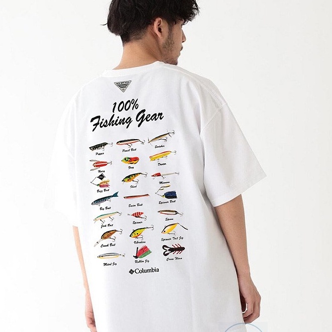 Casual Columbia x BEAMS PFG Joint Limited Fishing Illustrated Book Bait  Printed Short-Sleeved T-Shirt Trendy