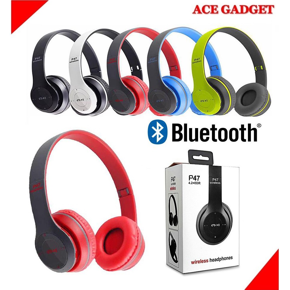 P47 Bluetooth Headphone Extra Bass Wireless Headphones Headset