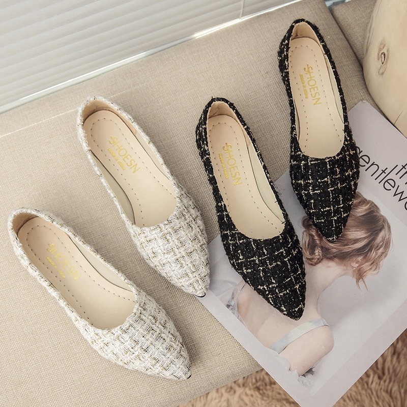 Ladies leather ballerina on sale shoes