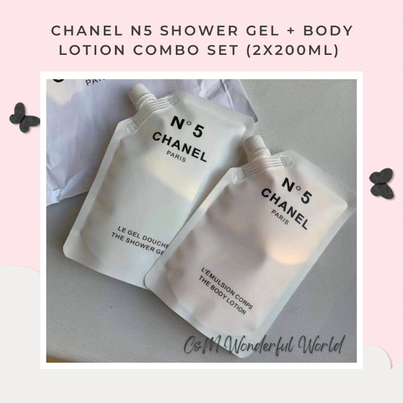 Chanel N5 Shower Gel 200ml + Chanel N5 Body Lotion 200ml/For  Woman/perempuanhadiah/femaleperfume/fragrance/女性香水