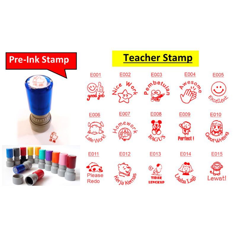 Teacher Stamp Chop Pre Ink Cop Ulasan Guru Good Stamp Excellent