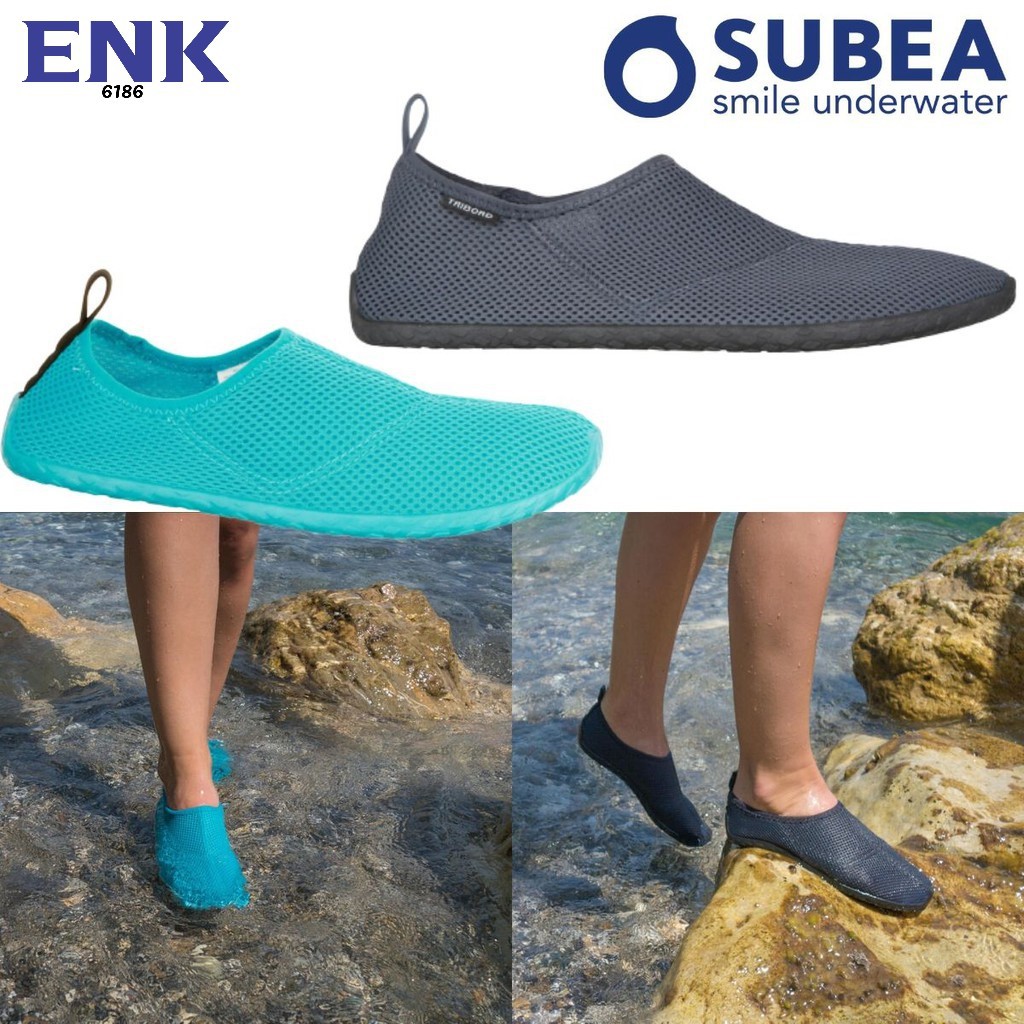 KASUT PANTAI AQUASHOES DIVING BEACH SHOE AQUA SHOES Sock Striped Comfortable Swimming shoes BY DECATHLON