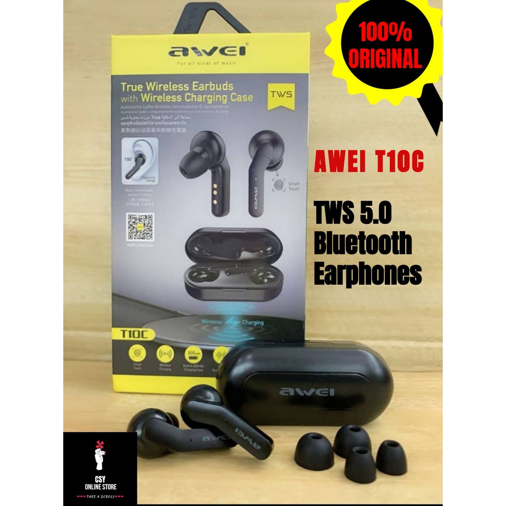 AWEI T10C TWS 5.0 Bluetooth Earphones Intelligent Touch Control