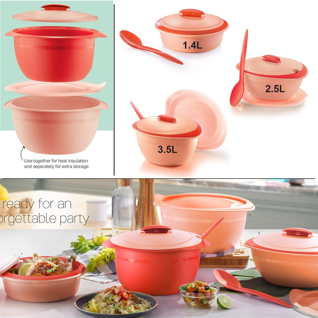 Ready Stock!! Tupperware Insulated Server Coral