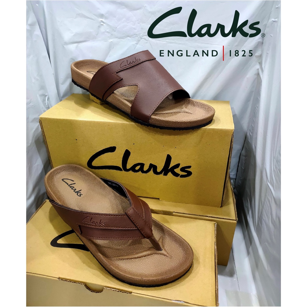 Clarks brown clearance leather flip flops