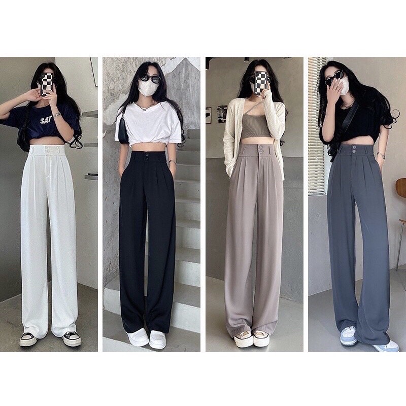 New 2 button wide leg pants 09 Shopee Malaysia