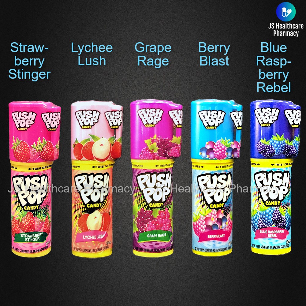 Push Pop Candy Assorted Flavours 14g - (Strawberry / Lychee