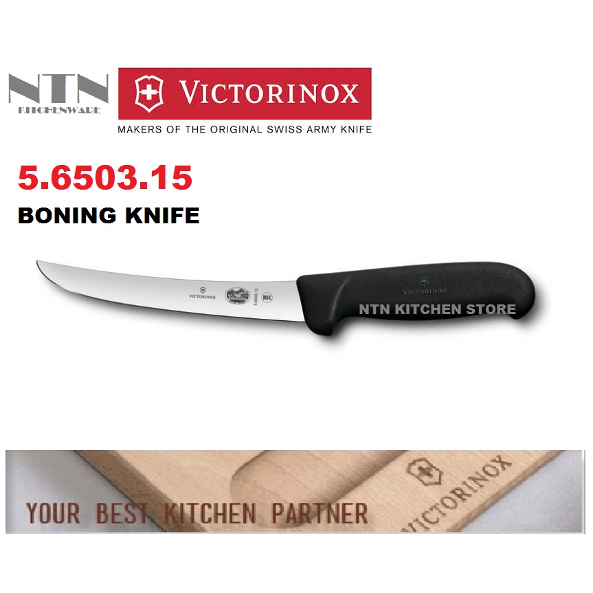 Victorinox Fibrox Boning Knife - 15cm Curved Wide Blade