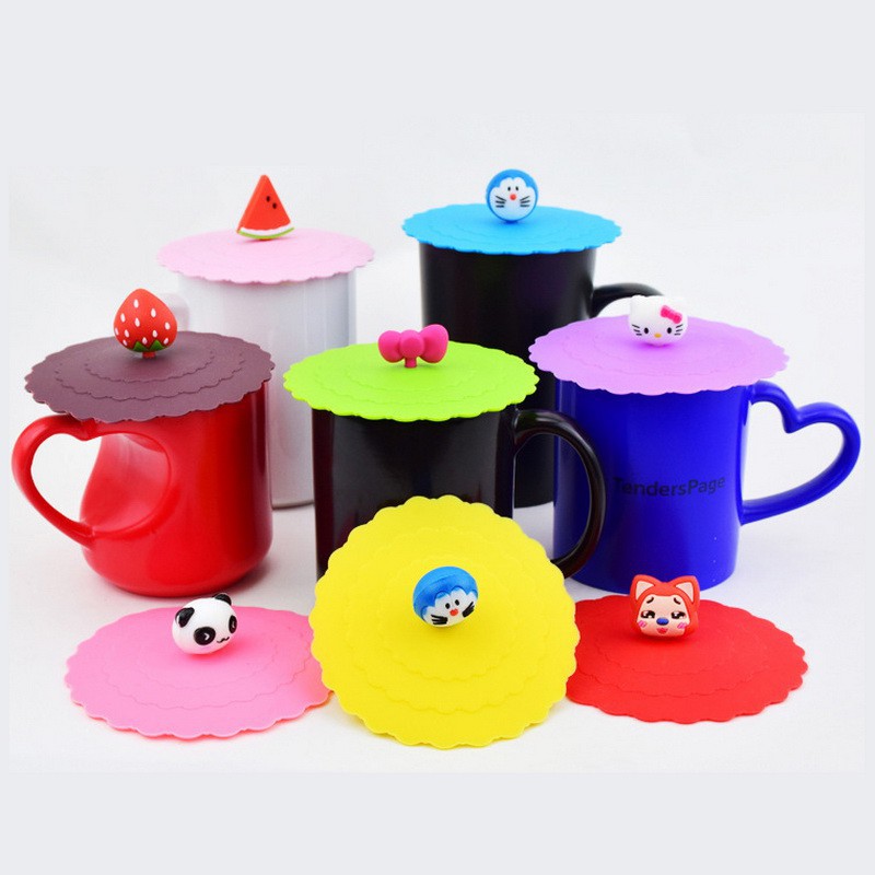 4pcs Magical Silicone Coffee Mug Lid Fruit Glass Cup Cover Suction