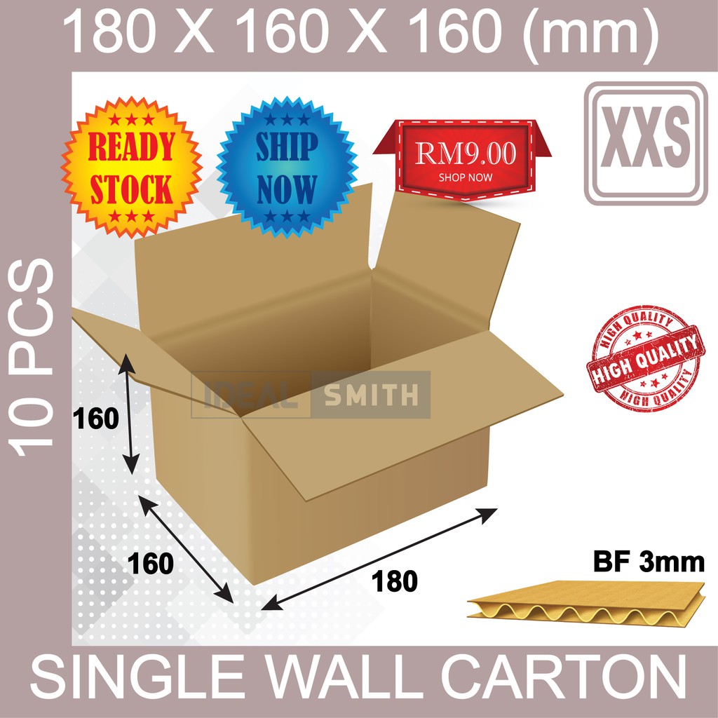 10PCS Carton Box 180x160x160 - Kotak XXS for Packing Packaging Courier
