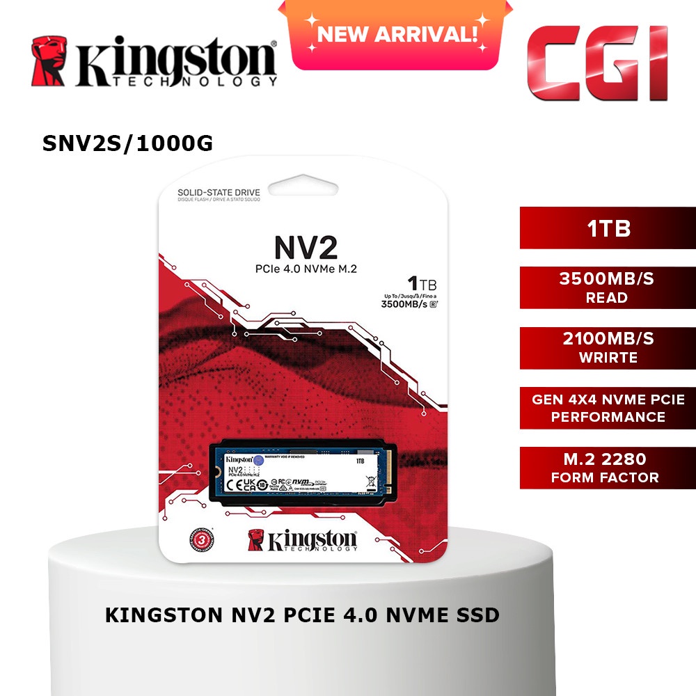 Kingston NV2 1TB M.2 2280 NVMe Internal SSD, Up to 3500MB/s Read