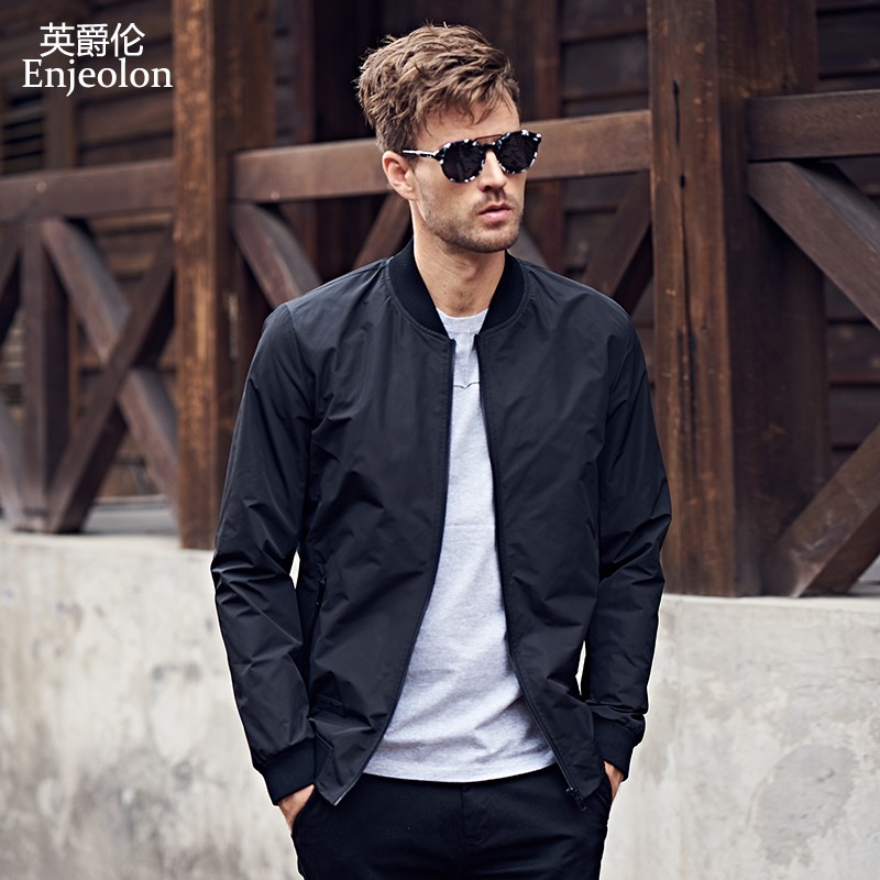 Mens slim fit black bomber online jacket