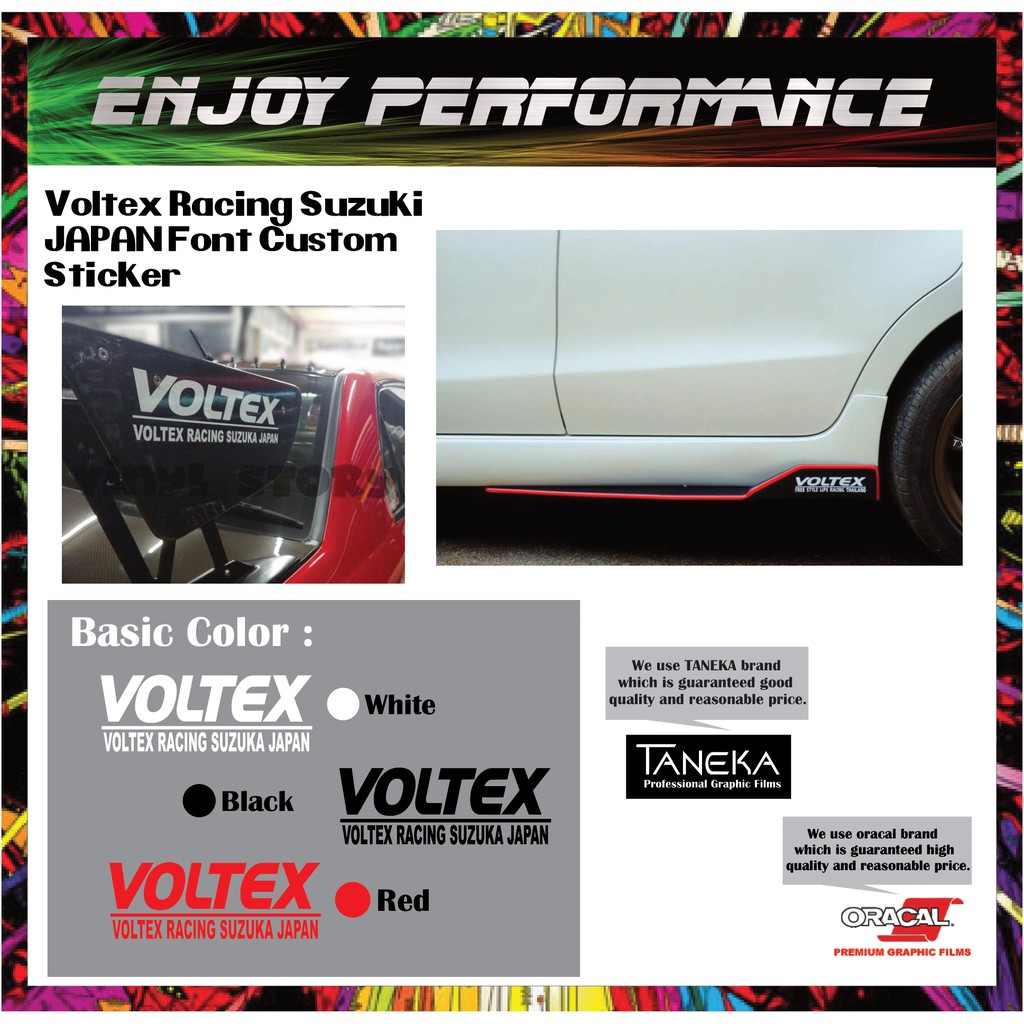 VOLTEX Racing Suzuki JAPAN Font Custom Sticker