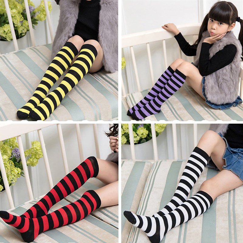 Ladies Girls Black And White Thin Striped Ankle Socks