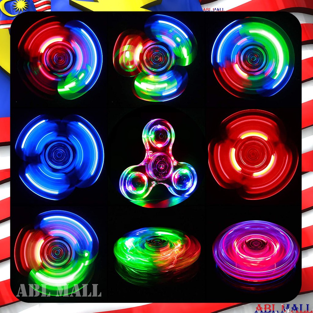 LED Light Fidget Spinner Rainbow Fidget Toy Light Finger Hand Spinner  Finger Spinner Anxiety Toys Stress Relief 指尖陀螺