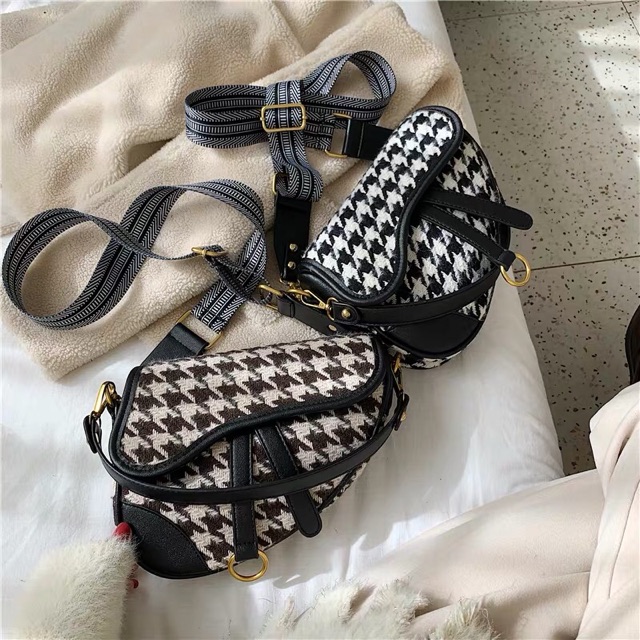 SS2020 saddle bag houndstooth pattern | Shopee Malaysia